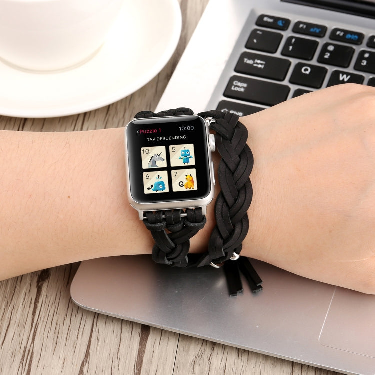 Hand-woven Leather Apple Watch Band 38mm 40mm 41mm 42mm