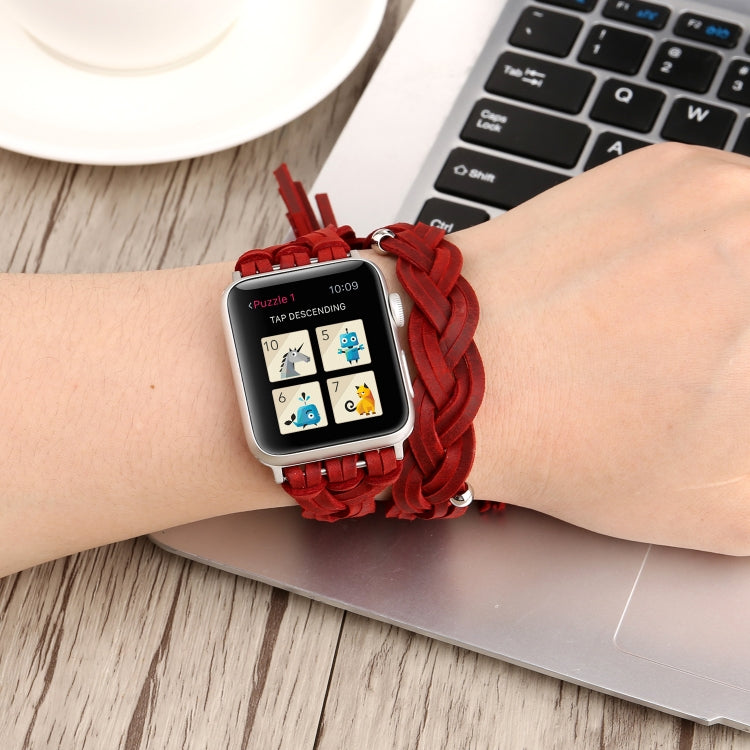 Hand-woven Leather Apple Watch Band 38mm 40mm 41mm 42mm