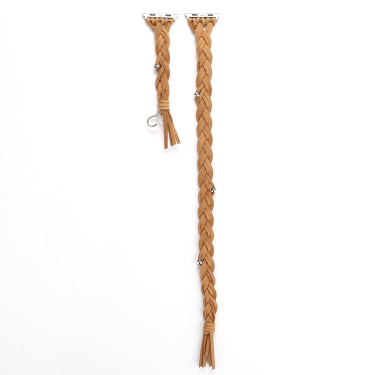 Hand-woven Leather Watchband For Apple Watch Series 6 & SE & 5 & 4 40mm / 3 & 2 & 1 38mm, For Apple Watch Series 8&7 41mm / SE 2&6&SE&5&4 40mm / 3&2&1 38mm, For Apple Watch Series 7 41mm / 6 & SE & 5 & 4 40mm / 3 & 2 & 1 38mm