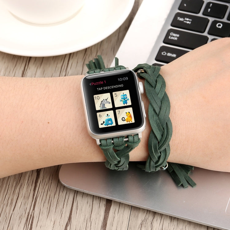Hand-woven Leather Apple Watch Band 38mm 40mm 41mm 42mm