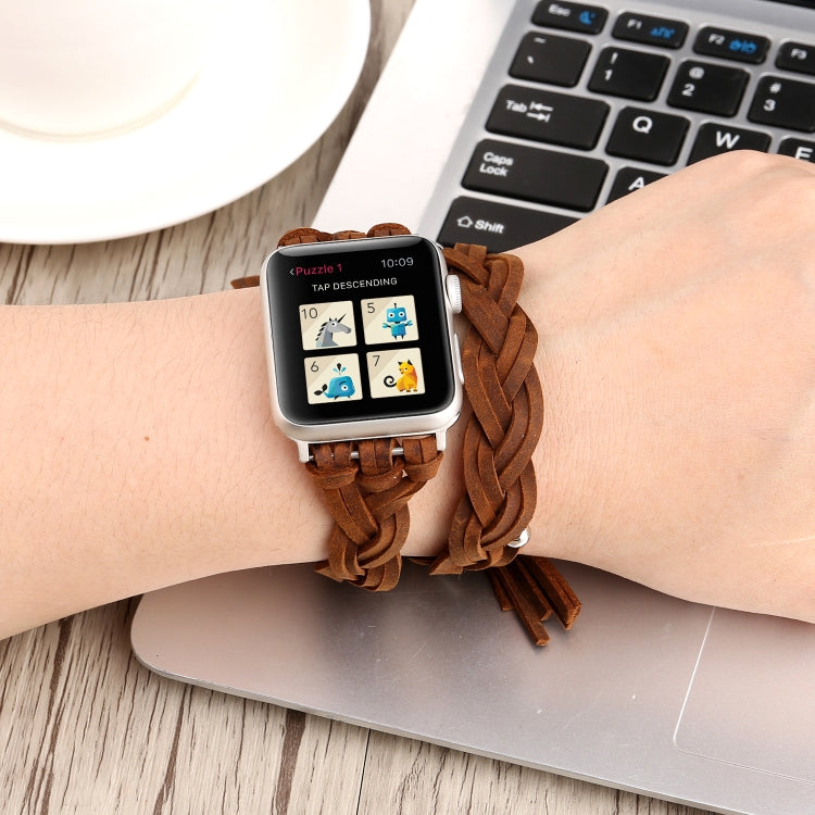 Hand-woven Leather Apple Watch Band 38mm 40mm 41mm 42mm