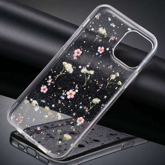 White gypsophila flowers pattern TPU bumper case iPhone 12 Pro Max side detail