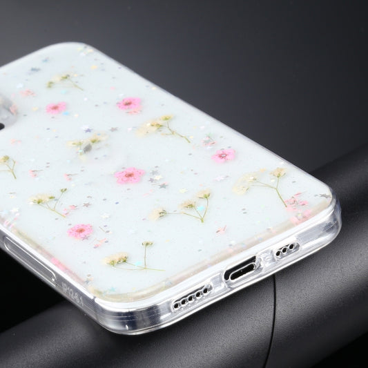 iPhone 12 Pro Max clear TPU case with botanical gypsophila flower print