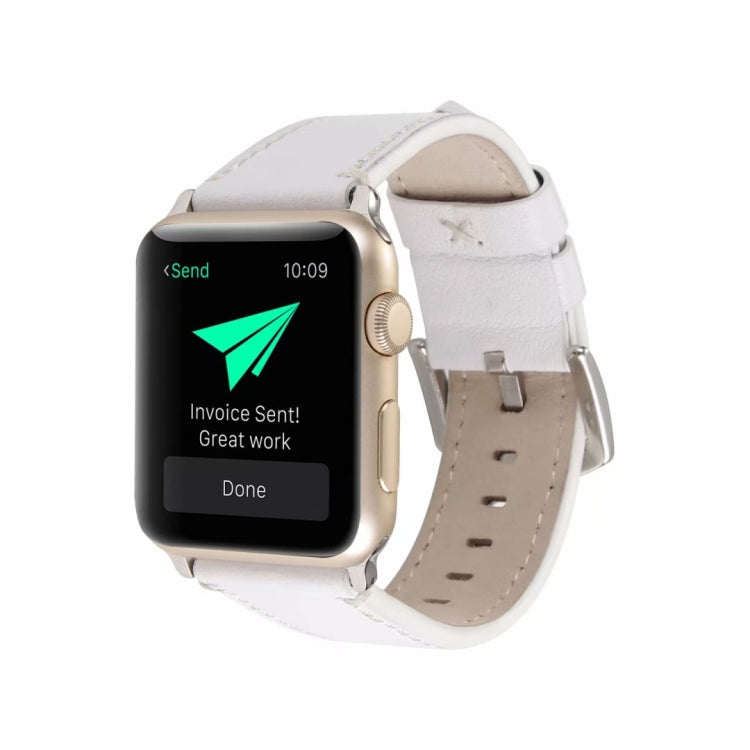 Calfskin Genuine Leather Watchband For Apple Watch Series 6 & SE & 5 & 4 40mm / 3 & 2 & 1 38mm, For Apple Watch Series 7 41mm / 6 & SE & 5 & 4 40mm / 3 & 2 & 1 38mm