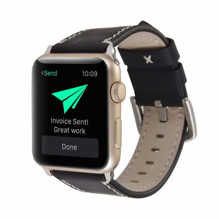 Calfskin Genuine Leather Watchband For Apple Watch Series 6 & SE & 5 & 4 40mm / 3 & 2 & 1 38mm, For Apple Watch Series 7 41mm / 6 & SE & 5 & 4 40mm / 3 & 2 & 1 38mm
