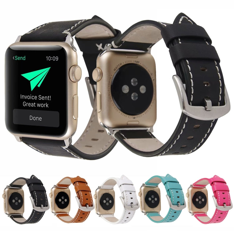 Calfskin Genuine Leather Watchband For Apple Watch Series 6 & SE & 5 & 4 40mm / 3 & 2 & 1 38mm, For Apple Watch Series 7 41mm / 6 & SE & 5 & 4 40mm / 3 & 2 & 1 38mm