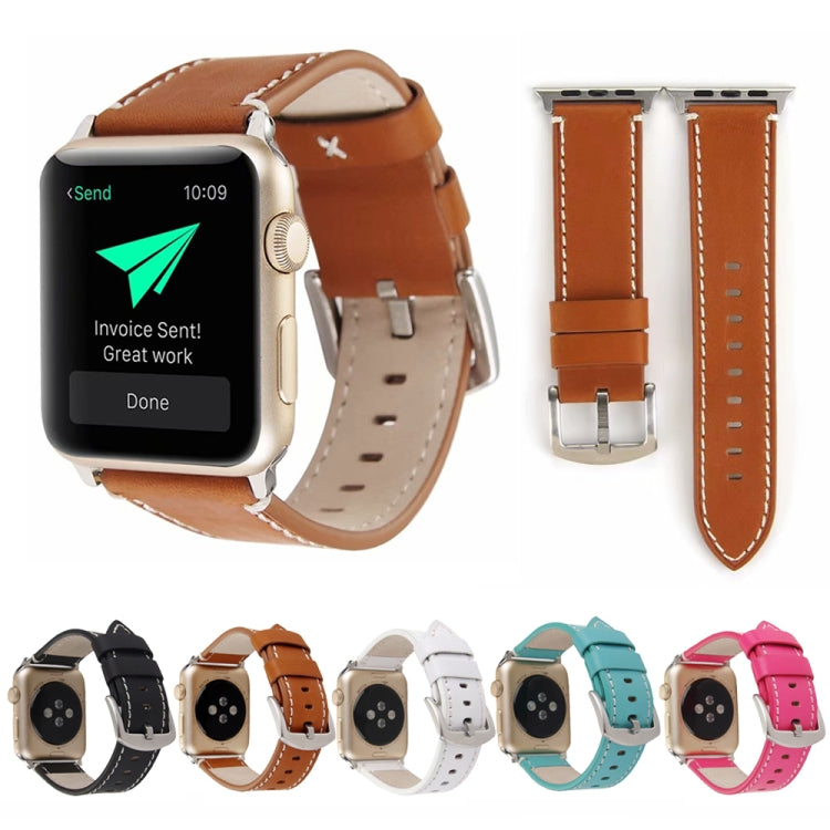 Calfskin Genuine Leather Watchband For Apple Watch Series 6 & SE & 5 & 4 44mm / 3 & 2 & 1 42mm, For Apple Watch Series 7 45mm / 6 & SE & 5 & 4 44mm / 3 & 2 & 1 42mm