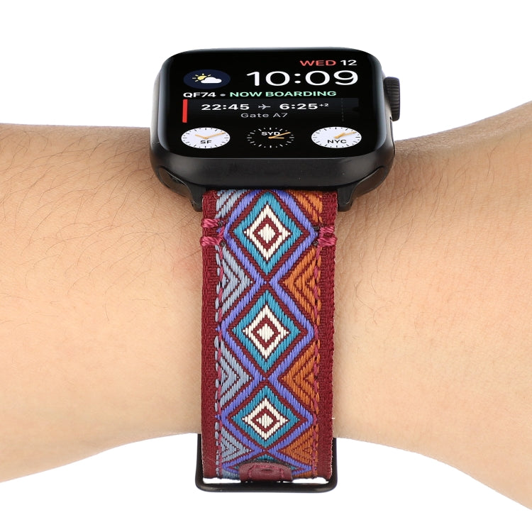 Ethnic Leather Watchband For Apple Watch Series 6 & SE & 5 & 4 40mm / 3 & 2 & 1 38mm, For Apple Watch Series 7 41mm / 6 & SE & 5 & 4 40mm / 3 & 2 & 1 38mm