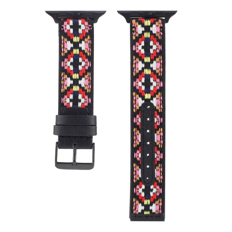 Ethnic Leather Watchband For Apple Watch Series 6 & SE & 5 & 4 40mm / 3 & 2 & 1 38mm, For Apple Watch Series 7 41mm / 6 & SE & 5 & 4 40mm / 3 & 2 & 1 38mm