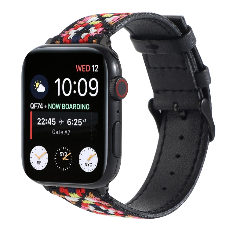 Ethnic Leather Watchband For Apple Watch Series 6 & SE & 5 & 4 40mm / 3 & 2 & 1 38mm, For Apple Watch Series 7 41mm / 6 & SE & 5 & 4 40mm / 3 & 2 & 1 38mm