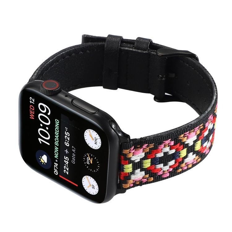 Ethnic Leather Watchband For Apple Watch Series 6 & SE & 5 & 4 40mm / 3 & 2 & 1 38mm, For Apple Watch Series 7 41mm / 6 & SE & 5 & 4 40mm / 3 & 2 & 1 38mm