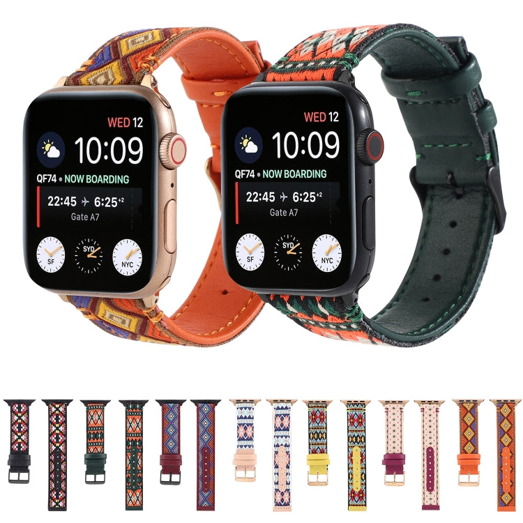 Ethnic Leather Watchband For Apple Watch Series 6 & SE & 5 & 4 40mm / 3 & 2 & 1 38mm, For Apple Watch Series 7 41mm / 6 & SE & 5 & 4 40mm / 3 & 2 & 1 38mm