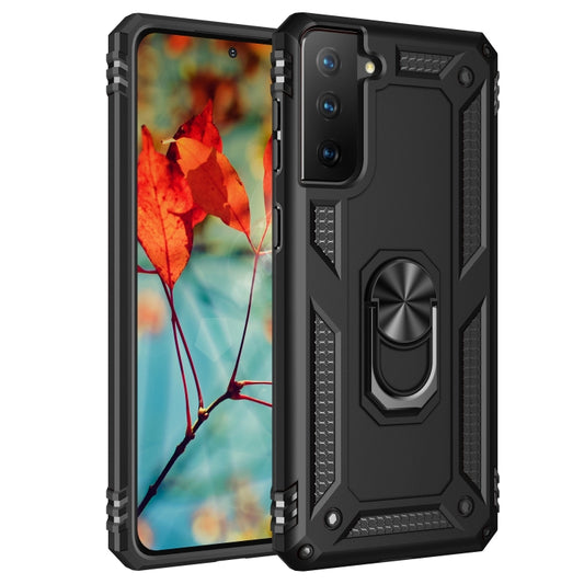 Dual-layer TPU and polycarbonate case for Galaxy S21 5G with 360-degree rotating stand