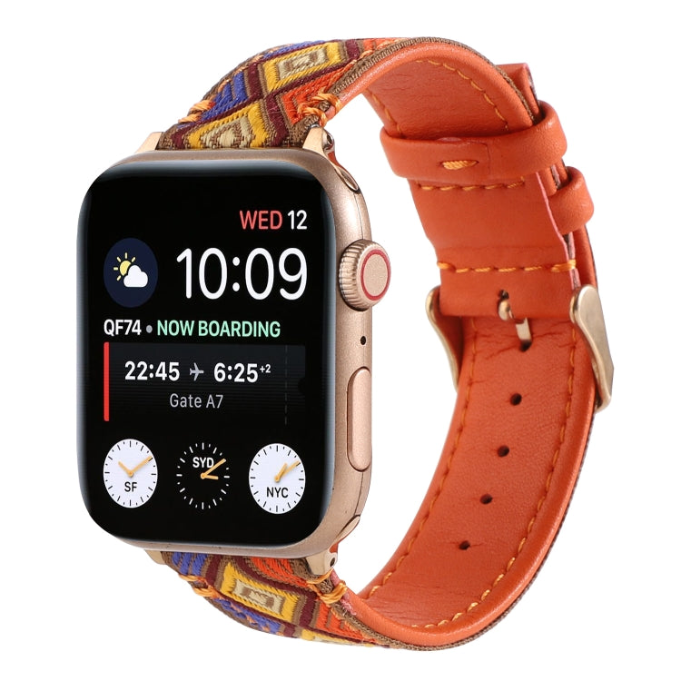 Ethnic Leather Watchband For Apple Watch Series 6 & SE & 5 & 4 44mm / 3 & 2 & 1 42mm, For Apple Watch Series 7 45mm / 6 & SE & 5 & 4 44mm / 3 & 2 & 1 42mm