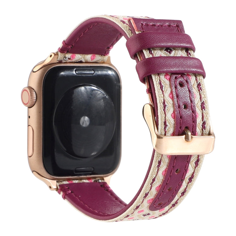 Ethnic Leather Watchband For Apple Watch Series 6 & SE & 5 & 4 44mm / 3 & 2 & 1 42mm, For Apple Watch Series 7 45mm / 6 & SE & 5 & 4 44mm / 3 & 2 & 1 42mm
