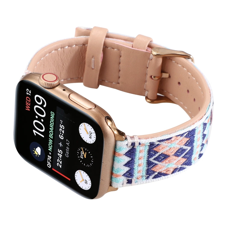 Ethnic Leather Watchband For Apple Watch Series 6 & SE & 5 & 4 44mm / 3 & 2 & 1 42mm, For Apple Watch Series 7 45mm / 6 & SE & 5 & 4 44mm / 3 & 2 & 1 42mm