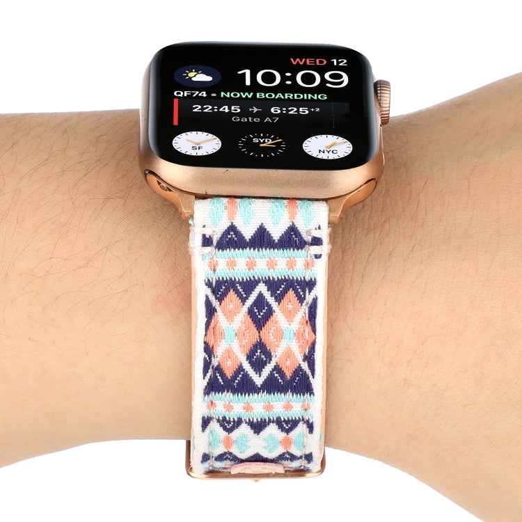 Ethnic Leather Watchband For Apple Watch Series 6 & SE & 5 & 4 44mm / 3 & 2 & 1 42mm, For Apple Watch Series 7 45mm / 6 & SE & 5 & 4 44mm / 3 & 2 & 1 42mm