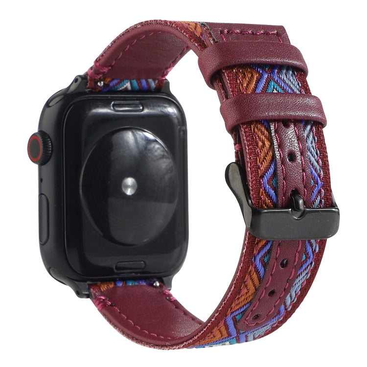 Ethnic Leather Watchband For Apple Watch Series 6 & SE & 5 & 4 44mm / 3 & 2 & 1 42mm, For Apple Watch Series 7 45mm / 6 & SE & 5 & 4 44mm / 3 & 2 & 1 42mm