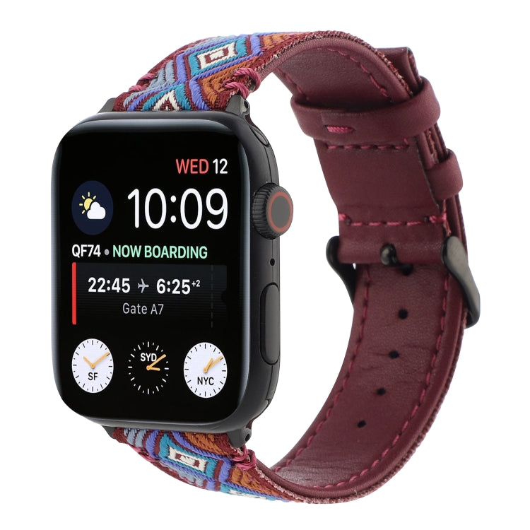 Ethnic Leather Watchband For Apple Watch Series 6 & SE & 5 & 4 44mm / 3 & 2 & 1 42mm, For Apple Watch Series 7 45mm / 6 & SE & 5 & 4 44mm / 3 & 2 & 1 42mm