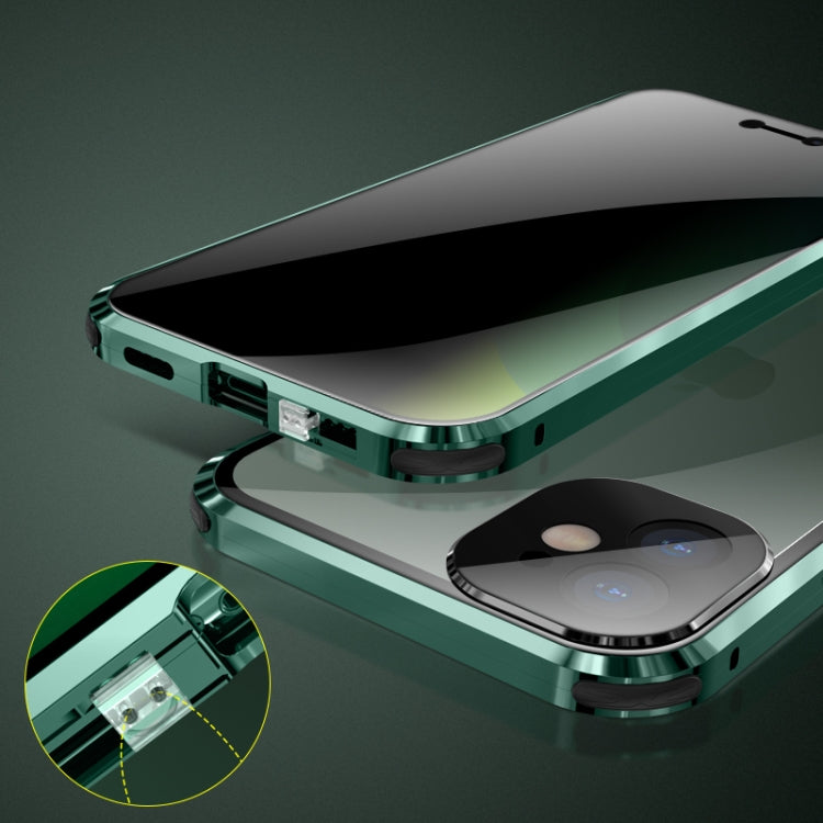 Four-corner Shockproof Anti-peeping Magnetic Metal Frame Double-sided Tempered Glass Case, For iPhone 11 Pro Max, For iPhone 12, For iPhone 11 Pro, For iPhone 12 Pro, For iPhone 12 Pro Max