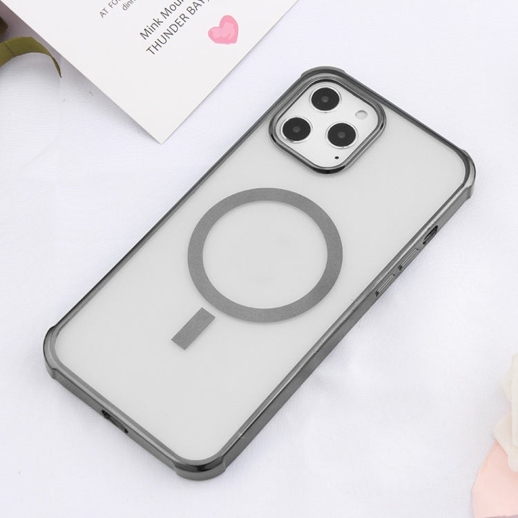 Straight Side Laser Plating Full Coverage Clear TPU Shockproof Magsafe Case, For iPhone 12 Pro Max