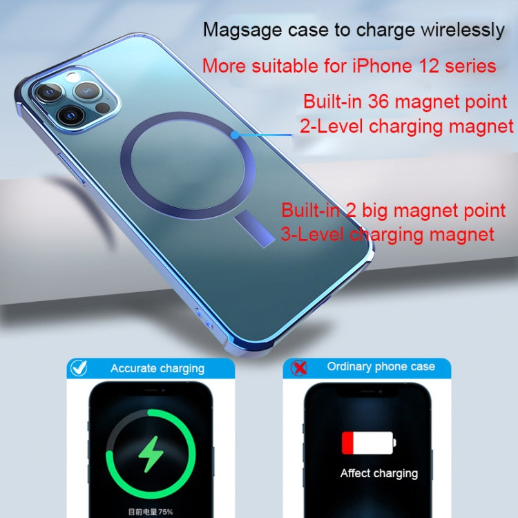 Straight Side Laser Plating Full Coverage Clear TPU Shockproof Magsafe Case, For iPhone 12 Pro Max