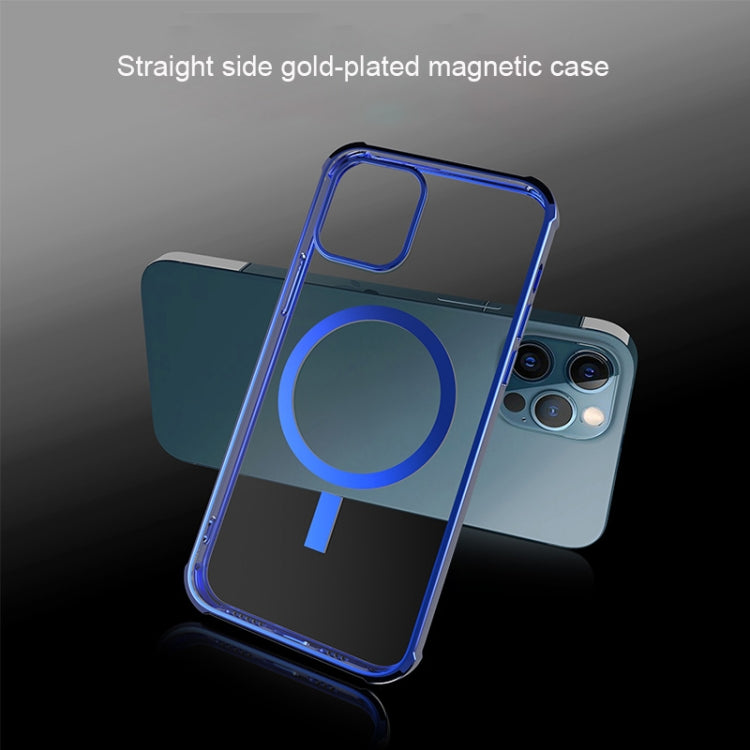 Straight Side Laser Plating Full Coverage Clear TPU Shockproof Magsafe Case, For iPhone 12 Pro Max