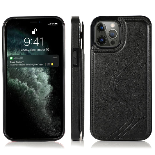 Floral butterfly design PU TPU protective case front view for iPhone 12 Pro Max