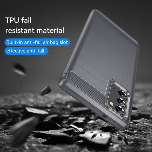 Galaxy Note20 case with brushed carbon fiber pattern and shock-absorbing TPU construction