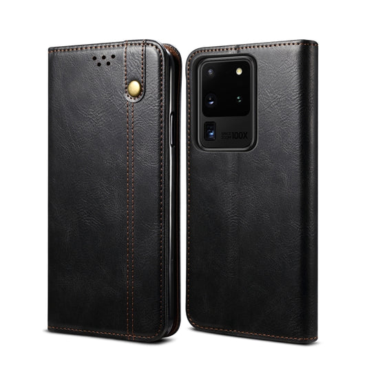 Crazy Horse leather Galaxy S20 Ultra case with card slots and wallet front view
