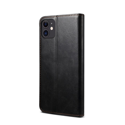 iPhone 11 Pro protective case in rich brown leather with RFID blocking wallet feature