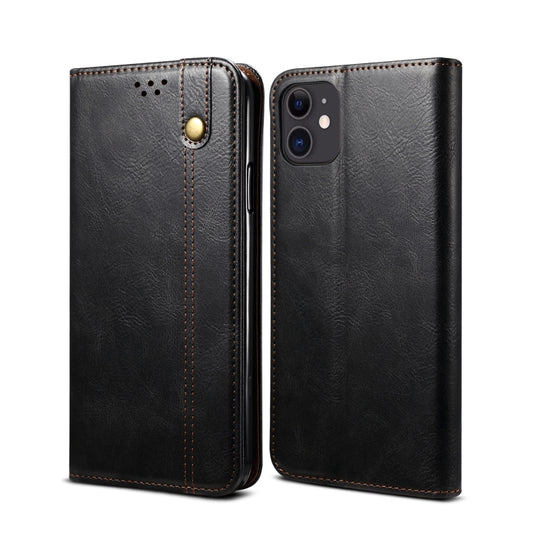 Crazy horse leather iPhone 11 case with card slots and wallet function, horizontal flip design