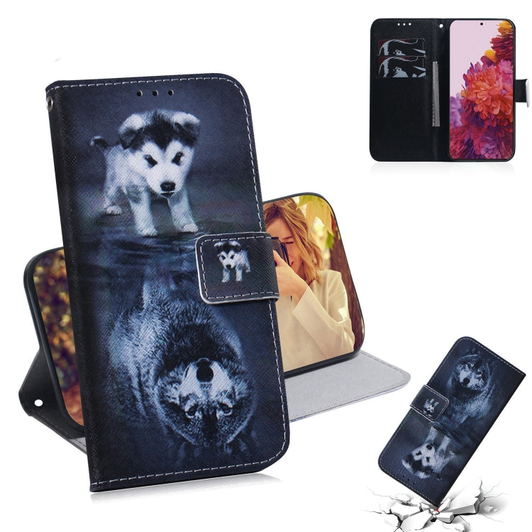 Coloured Drawing Horizontal Flip Leather Case, with Holder & Card Slots & Wallet, For Samsung Galaxy S21 Ultra 5G