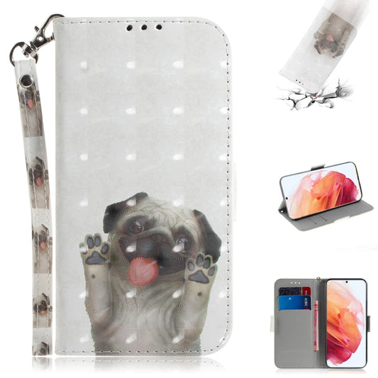 3D colored drawing flip leather case Samsung Galaxy S21 5G with card slots and lanyard