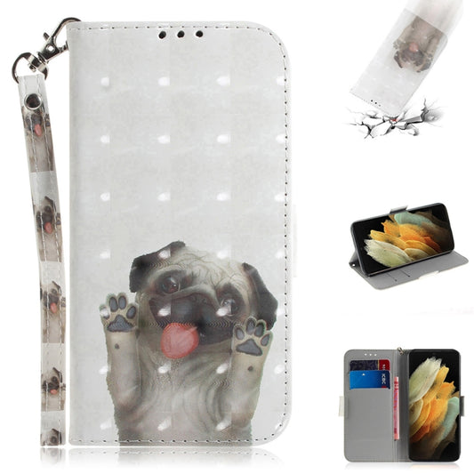 3D colored drawing flip leather case for Samsung Galaxy S21 Ultra with card slots and lanyard