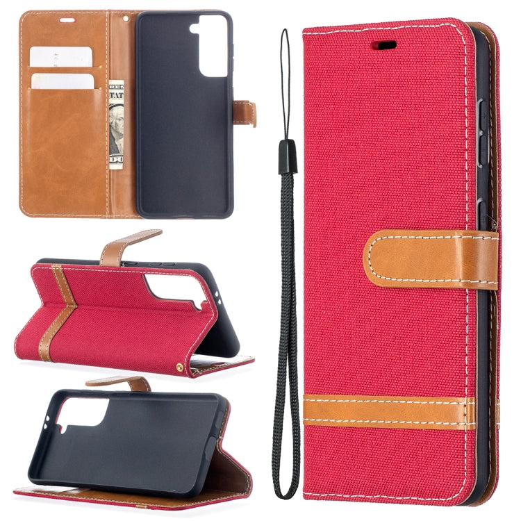 Color Matching Denim Texture Horizontal Flip Leather Case with Holder & Card Slots & Wallet & Lanyard, For Samsung Galaxy S21 5G, For Samsung Galaxy S21+ 5G