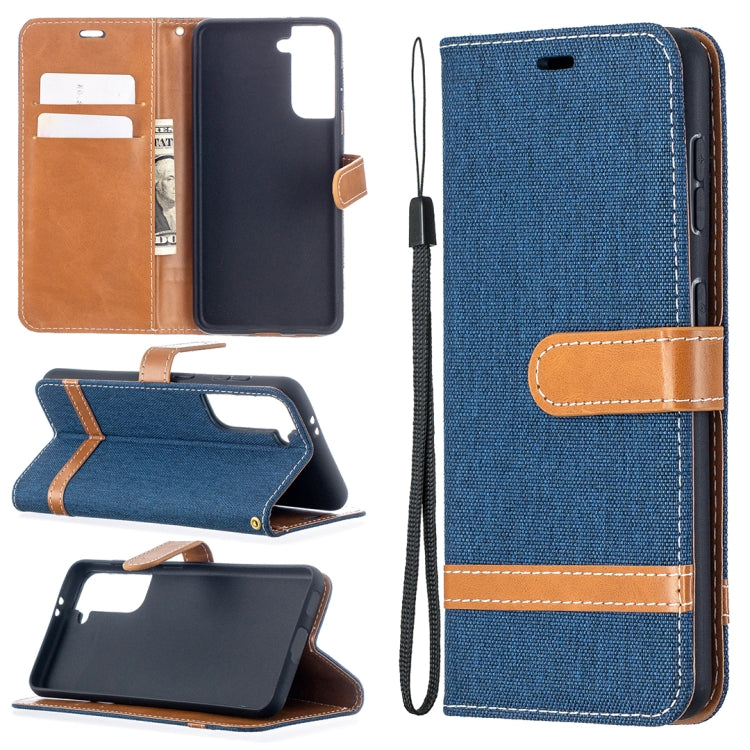 Color Matching Denim Texture Horizontal Flip Leather Case with Holder & Card Slots & Wallet & Lanyard, For Samsung Galaxy S21 5G, For Samsung Galaxy S21+ 5G