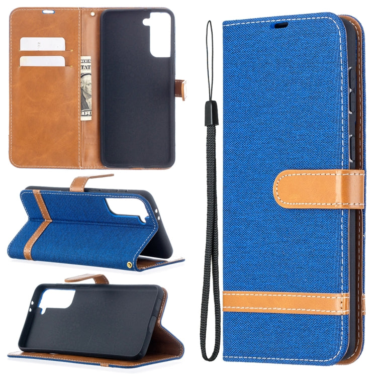Color Matching Denim Texture Horizontal Flip Leather Case with Holder & Card Slots & Wallet & Lanyard, For Samsung Galaxy S21 5G, For Samsung Galaxy S21+ 5G