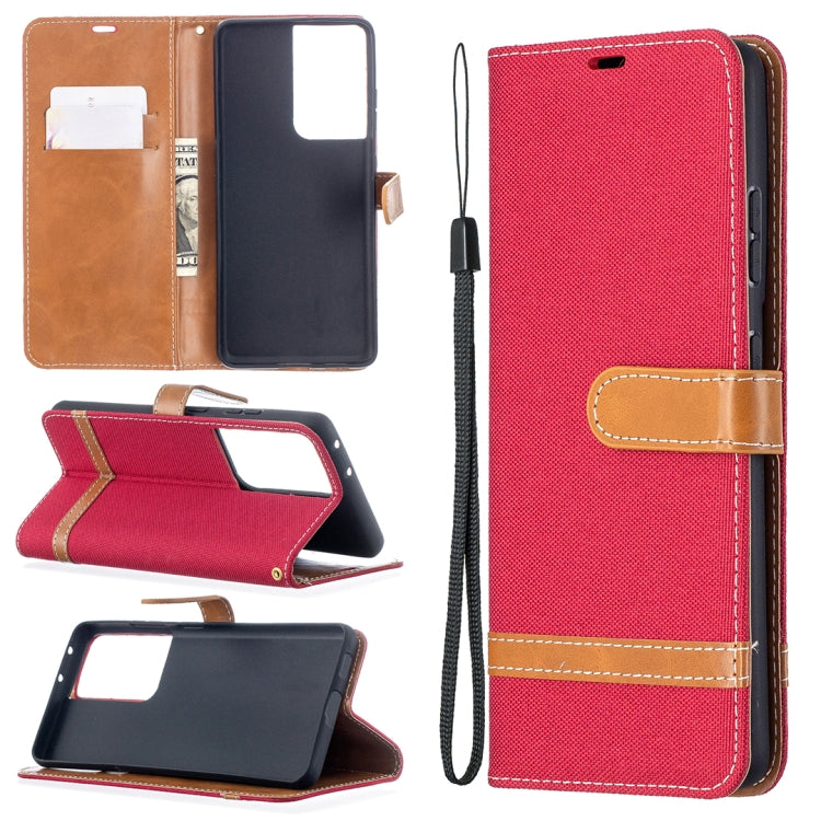 Color Matching Denim Texture Horizontal Flip Leather Case with Holder & Card Slots & Wallet & Lanyard, For Samsung Galaxy S21 Ultra 5G