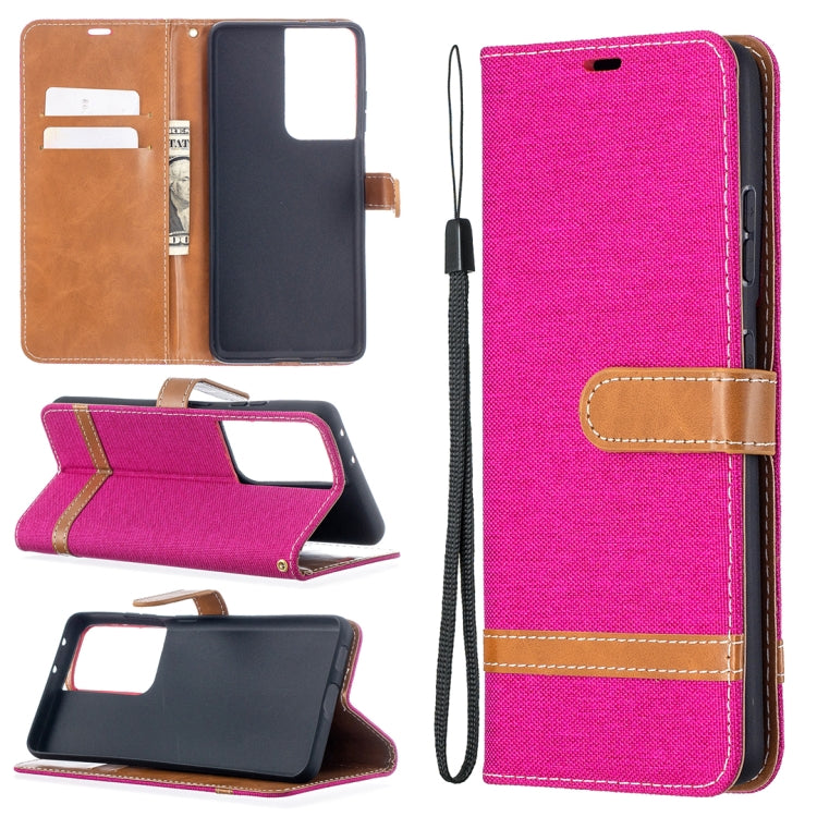 Color Matching Denim Texture Horizontal Flip Leather Case with Holder & Card Slots & Wallet & Lanyard, For Samsung Galaxy S21 Ultra 5G