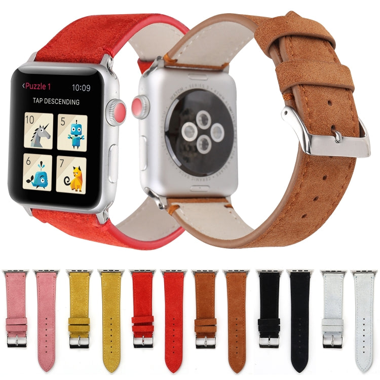 Frosted Genuine Leather Watchband For Apple Watch Series 6 & SE & 5 & 4 40mm / 3 & 2 & 1 38mm, For Apple Watch Series 7 41mm / 6 & SE & 5 & 4 40mm / 3 & 2 & 1 38mm