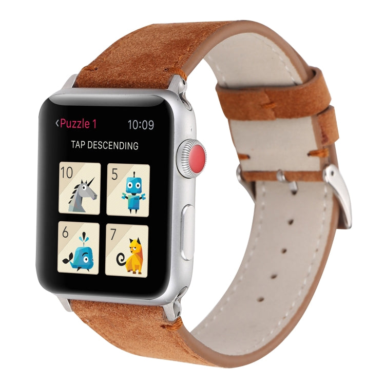 Frosted Genuine Leather Watchband For Apple Watch Series 6 & SE & 5 & 4 44mm / 3 & 2 & 1 42mm, For Apple Watch Series 7 45mm / 6 & SE & 5 & 4 44mm / 3 & 2 & 1 42mm