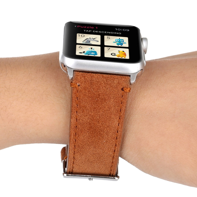 Frosted Genuine Leather Watchband For Apple Watch Series 6 & SE & 5 & 4 44mm / 3 & 2 & 1 42mm, For Apple Watch Series 7 45mm / 6 & SE & 5 & 4 44mm / 3 & 2 & 1 42mm