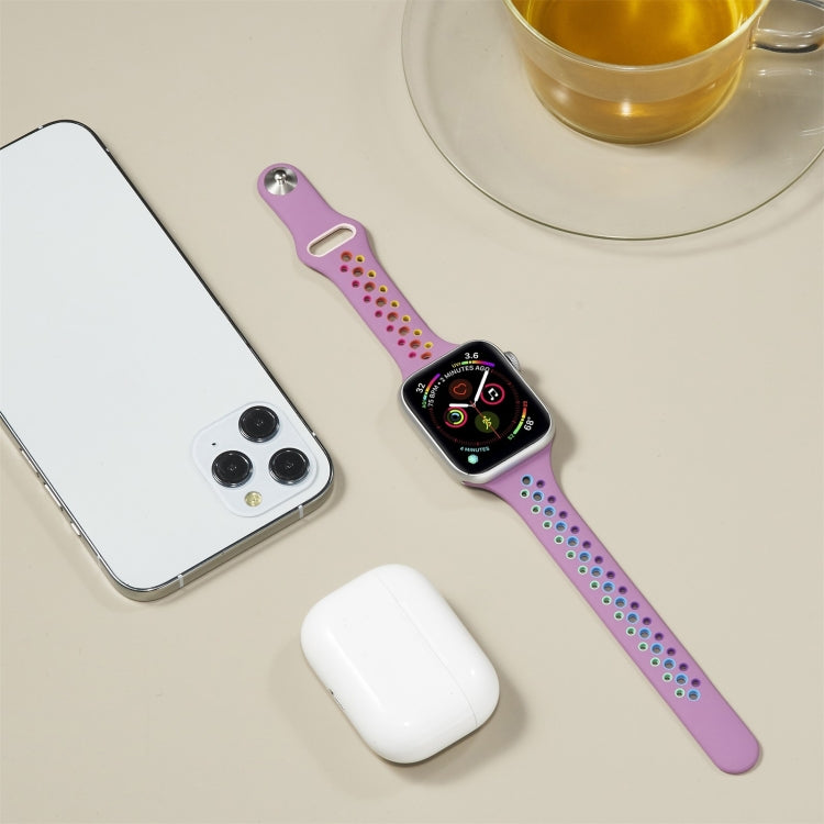 Rainbow Silicone Watchband For Apple Watch Series 6 & SE & 5 & 4 40mm / 3 & 2 & 1 38mm, For Apple Watch Series 8&7 41mm / SE 2&6&SE&5&4 40mm / 3&2&1 38mm, For Apple Watch Series 7 41mm / 6 & SE & 5 & 4 40mm / 3 & 2 & 1 38mm