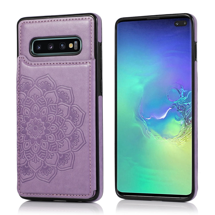 Double Buckle Mandala Pattern PU+TPU Protective Case with Card Slots & Holder & Photo Frame, For Samsung Galaxy S10, For Samsung Galaxy S10 Plus, For Samsung Galaxy S20, For Samsung Galaxy S20 Plus