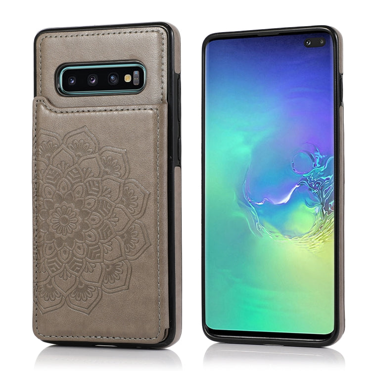 Double Buckle Mandala Pattern PU+TPU Protective Case with Card Slots & Holder & Photo Frame, For Samsung Galaxy S10, For Samsung Galaxy S10 Plus, For Samsung Galaxy S20, For Samsung Galaxy S20 Plus