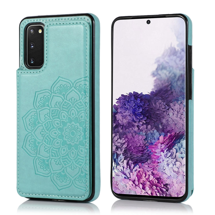 Double Buckle Mandala Pattern PU+TPU Protective Case with Card Slots & Holder & Photo Frame, For Samsung Galaxy S10, For Samsung Galaxy S10 Plus, For Samsung Galaxy S20, For Samsung Galaxy S20 Plus