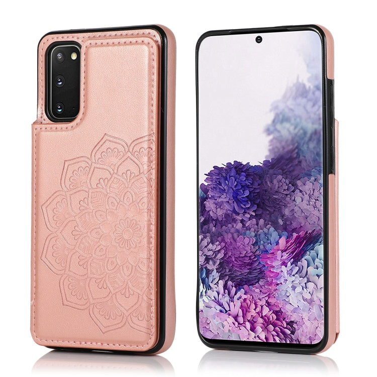 Double Buckle Mandala Pattern PU+TPU Protective Case with Card Slots & Holder & Photo Frame, For Samsung Galaxy S10, For Samsung Galaxy S10 Plus, For Samsung Galaxy S20, For Samsung Galaxy S20 Plus