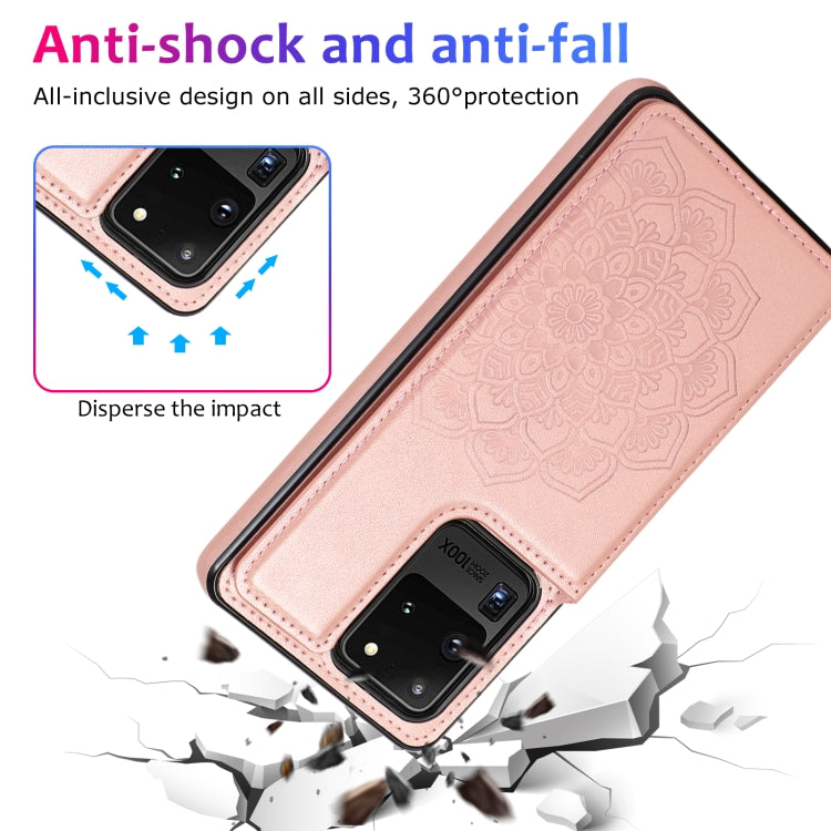 Double Buckle Mandala Pattern PU+TPU Protective Case with Card Slots & Holder & Photo Frame, For Samsung Galaxy S20 Ultra