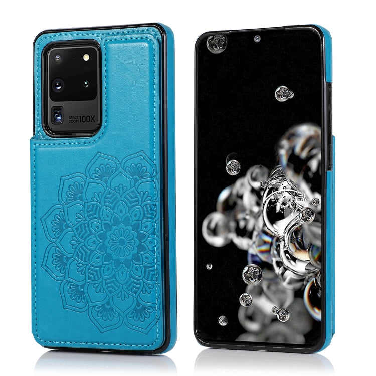 Double Buckle Mandala Pattern PU+TPU Protective Case with Card Slots & Holder & Photo Frame, For Samsung Galaxy S20 Ultra